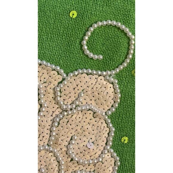 Quacker Factory Green Christmas V-Neck Sweater - Sequin Santa Claus - 1X - NEW - Picture 8 of 16